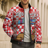 Personalized Croatia Bomber Puffer Jacket Kuna Zlatica With Symbol - Wonder Print Shop