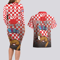 Personalized Croatia Couples Matching Long Sleeve Bodycon Dress and Hawaiian Shirt Kuna Zlatica With Symbol - Wonder Print Shop