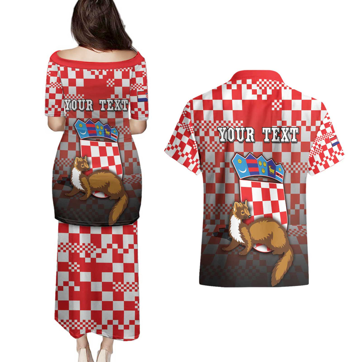 Personalized Croatia Couples Matching Puletasi and Hawaiian Shirt Kuna Zlatica With Symbol - Wonder Print Shop