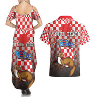 Personalized Croatia Couples Matching Summer Maxi Dress and Hawaiian Shirt Kuna Zlatica With Symbol - Wonder Print Shop