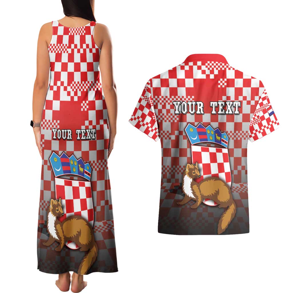 Personalized Croatia Couples Matching Tank Maxi Dress and Hawaiian Shirt Kuna Zlatica With Symbol - Wonder Print Shop