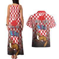 Personalized Croatia Couples Matching Tank Maxi Dress and Hawaiian Shirt Kuna Zlatica With Symbol - Wonder Print Shop