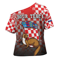 Personalized Croatia Cross Shoulder Shirt Kuna Zlatica With Symbol - Wonder Print Shop