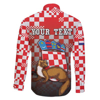 Personalized Croatia Family Matching Long Sleeve Bodycon Dress and Hawaiian Shirt Kuna Zlatica With Symbol - Wonder Print Shop