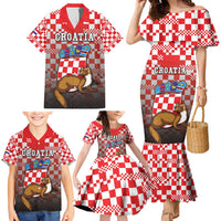 Personalized Croatia Family Matching Mermaid Dress and Hawaiian Shirt Kuna Zlatica With Symbol - Wonder Print Shop