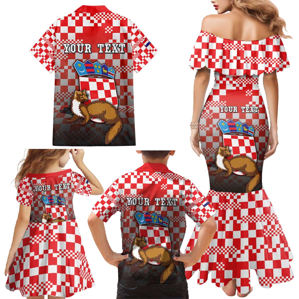 Personalized Croatia Family Matching Mermaid Dress and Hawaiian Shirt Kuna Zlatica With Symbol - Wonder Print Shop