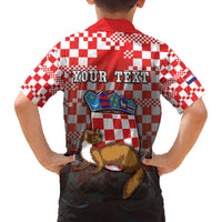 Personalized Croatia Family Matching Off The Shoulder Long Sleeve Dress and Hawaiian Shirt Kuna Zlatica With Symbol - Wonder Print Shop