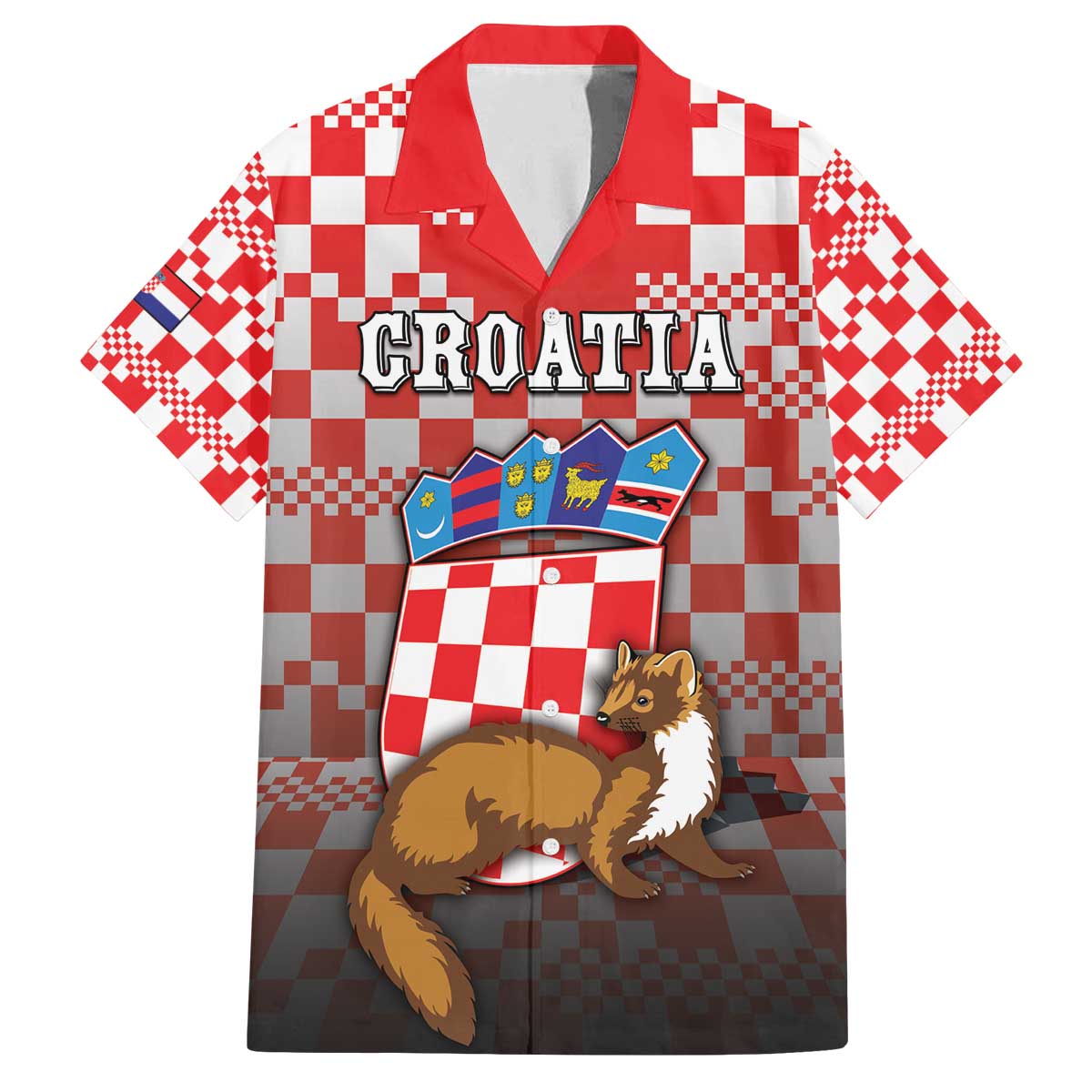 Personalized Croatia Family Matching Off The Shoulder Long Sleeve Dress and Hawaiian Shirt Kuna Zlatica With Symbol - Wonder Print Shop