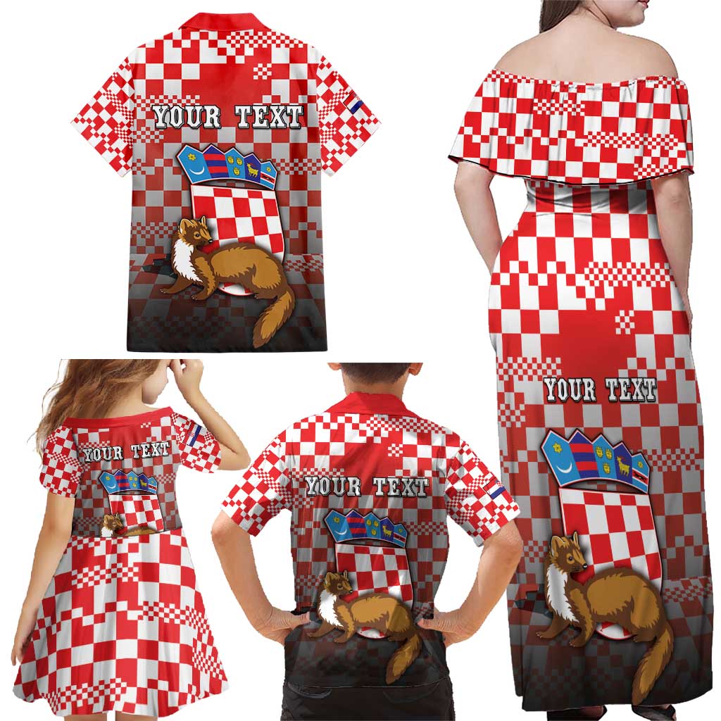 Personalized Croatia Family Matching Off Shoulder Maxi Dress and Hawaiian Shirt Kuna Zlatica With Symbol - Wonder Print Shop
