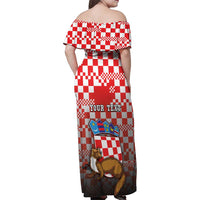 Personalized Croatia Family Matching Off Shoulder Maxi Dress and Hawaiian Shirt Kuna Zlatica With Symbol - Wonder Print Shop