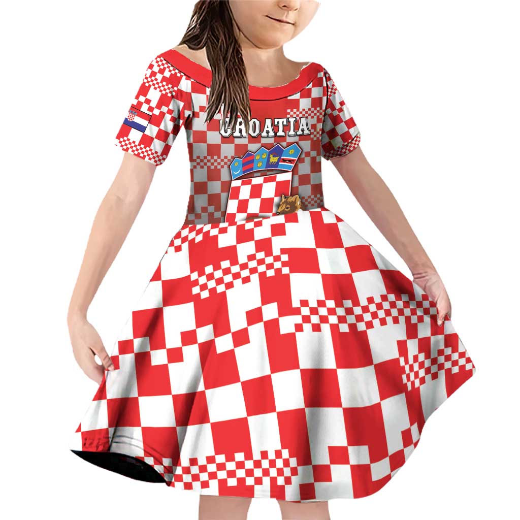 Personalized Croatia Family Matching Off Shoulder Short Dress and Hawaiian Shirt Kuna Zlatica With Symbol - Wonder Print Shop