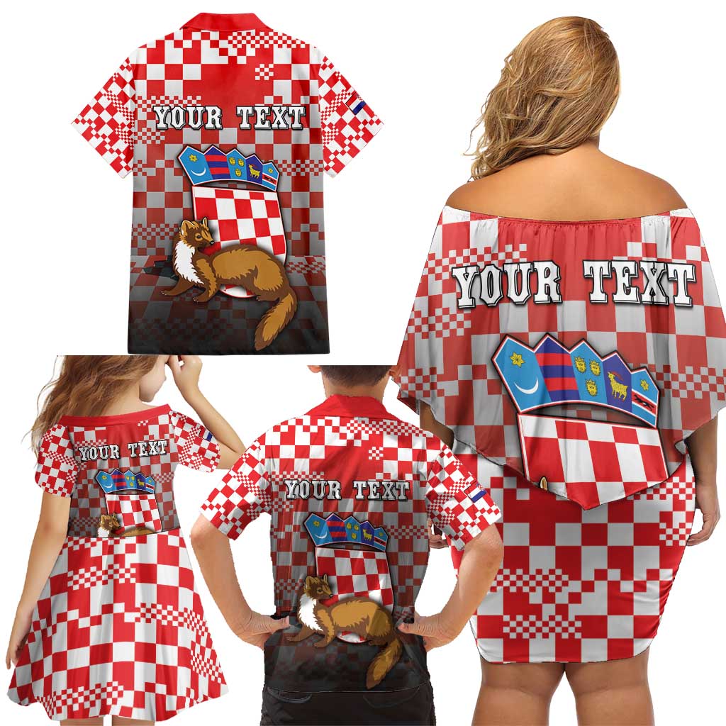 Personalized Croatia Family Matching Off Shoulder Short Dress and Hawaiian Shirt Kuna Zlatica With Symbol - Wonder Print Shop