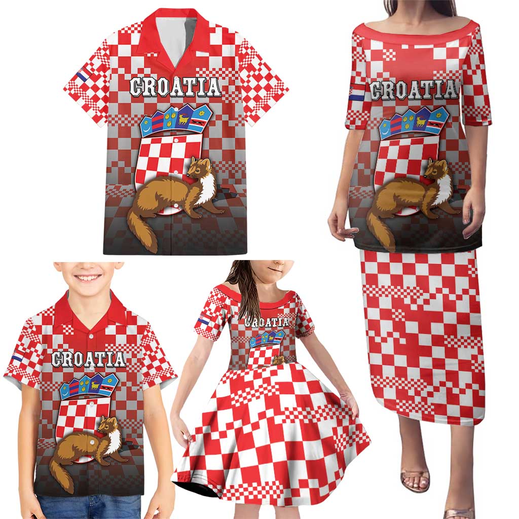 Personalized Croatia Family Matching Puletasi and Hawaiian Shirt Kuna Zlatica With Symbol - Wonder Print Shop