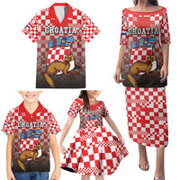 Personalized Croatia Family Matching Puletasi and Hawaiian Shirt Kuna Zlatica With Symbol - Wonder Print Shop