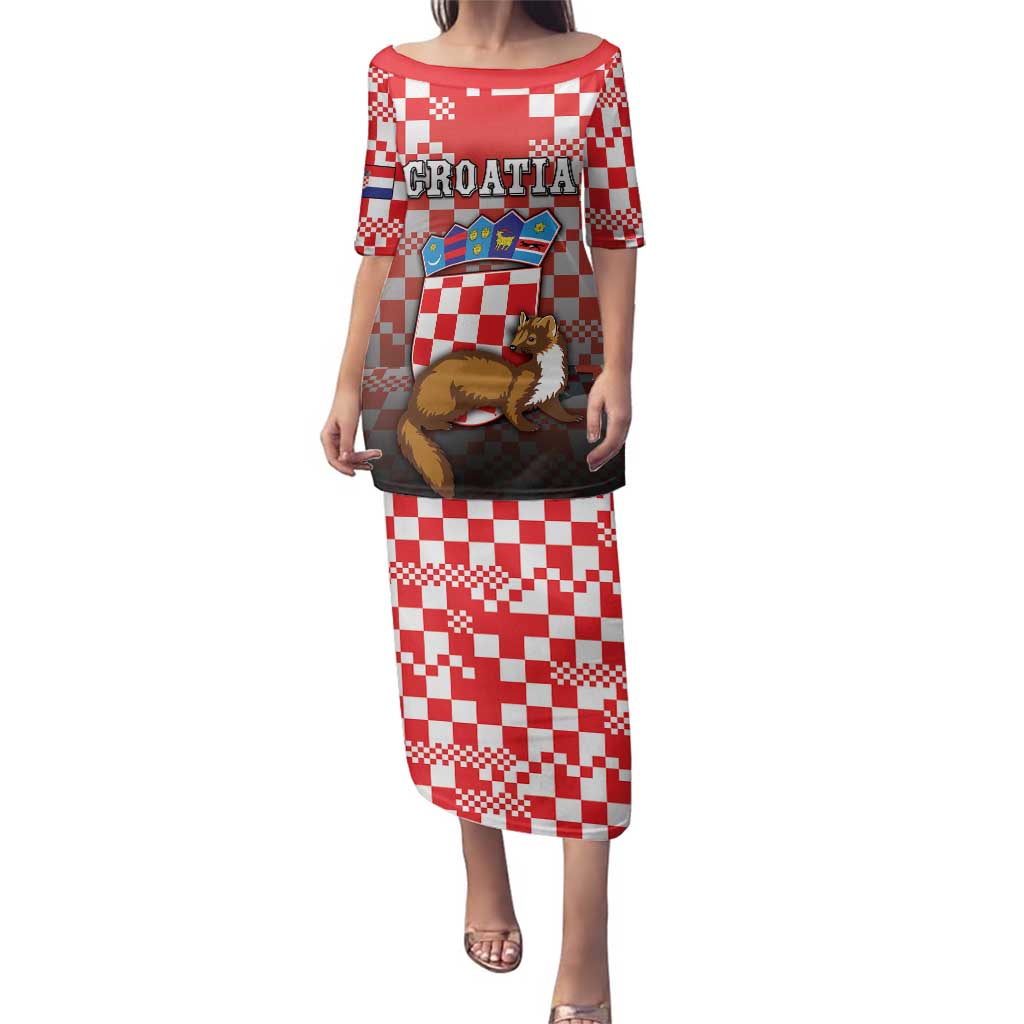 Personalized Croatia Family Matching Puletasi and Hawaiian Shirt Kuna Zlatica With Symbol - Wonder Print Shop