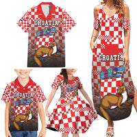 Personalized Croatia Family Matching Summer Maxi Dress and Hawaiian Shirt Kuna Zlatica With Symbol - Wonder Print Shop