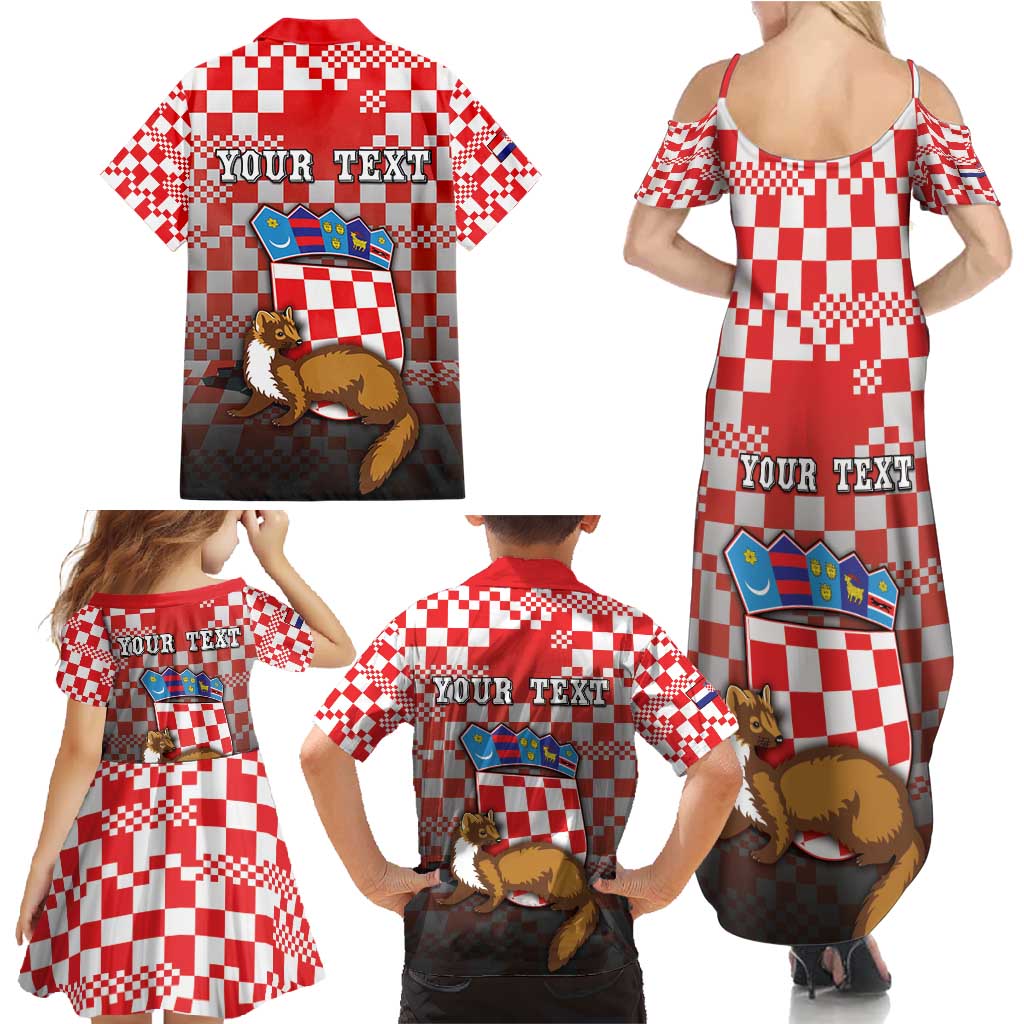 Personalized Croatia Family Matching Summer Maxi Dress and Hawaiian Shirt Kuna Zlatica With Symbol - Wonder Print Shop