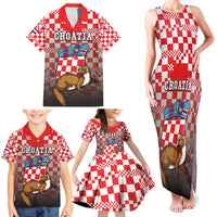 Personalized Croatia Family Matching Tank Maxi Dress and Hawaiian Shirt Kuna Zlatica With Symbol - Wonder Print Shop