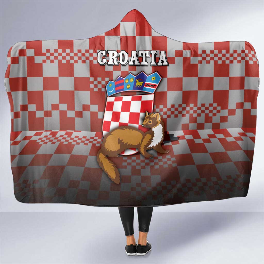 Croatia Hooded Blanket Kuna Zlatica With Symbol - Wonder Print Shop