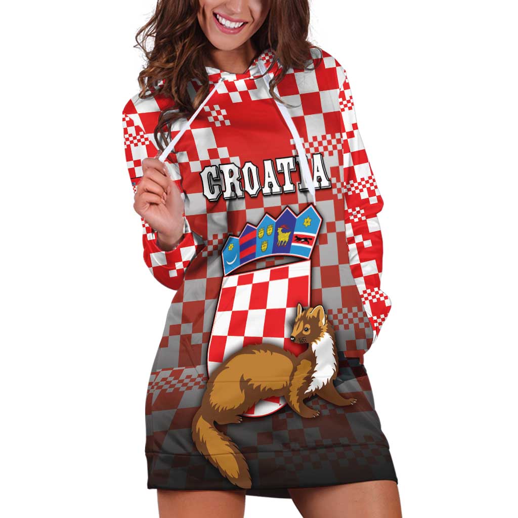 Personalized Croatia Hoodie Dress Kuna Zlatica With Symbol - Wonder Print Shop