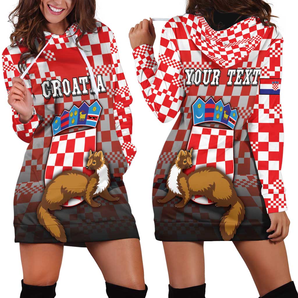 Personalized Croatia Hoodie Dress Kuna Zlatica With Symbol - Wonder Print Shop