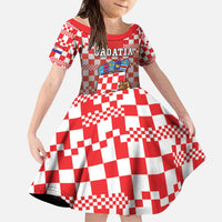 Personalized Croatia Kid Short Sleeve Dress Kuna Zlatica With Symbol - Wonder Print Shop