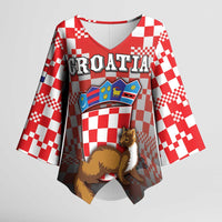 Personalized Croatia Kimono Sleeve Blouse Kuna Zlatica With Symbol - Wonder Print Shop