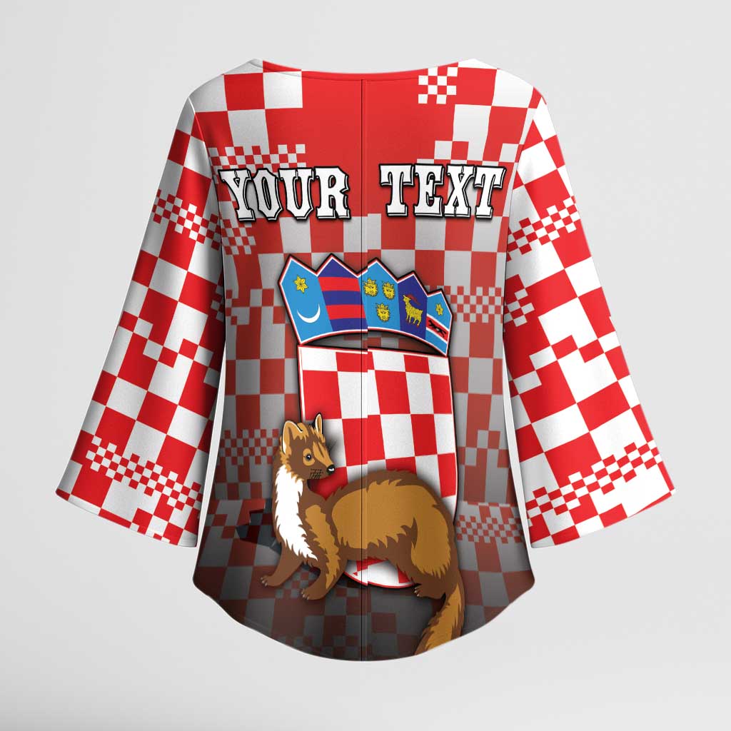 Personalized Croatia Kimono Sleeve Blouse Kuna Zlatica With Symbol - Wonder Print Shop