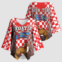 Personalized Croatia Kimono Sleeve Blouse Kuna Zlatica With Symbol - Wonder Print Shop