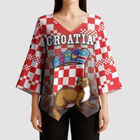 Personalized Croatia Kimono Sleeve Blouse Kuna Zlatica With Symbol - Wonder Print Shop