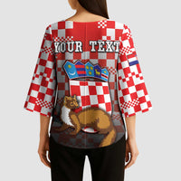 Personalized Croatia Kimono Sleeve Blouse Kuna Zlatica With Symbol - Wonder Print Shop