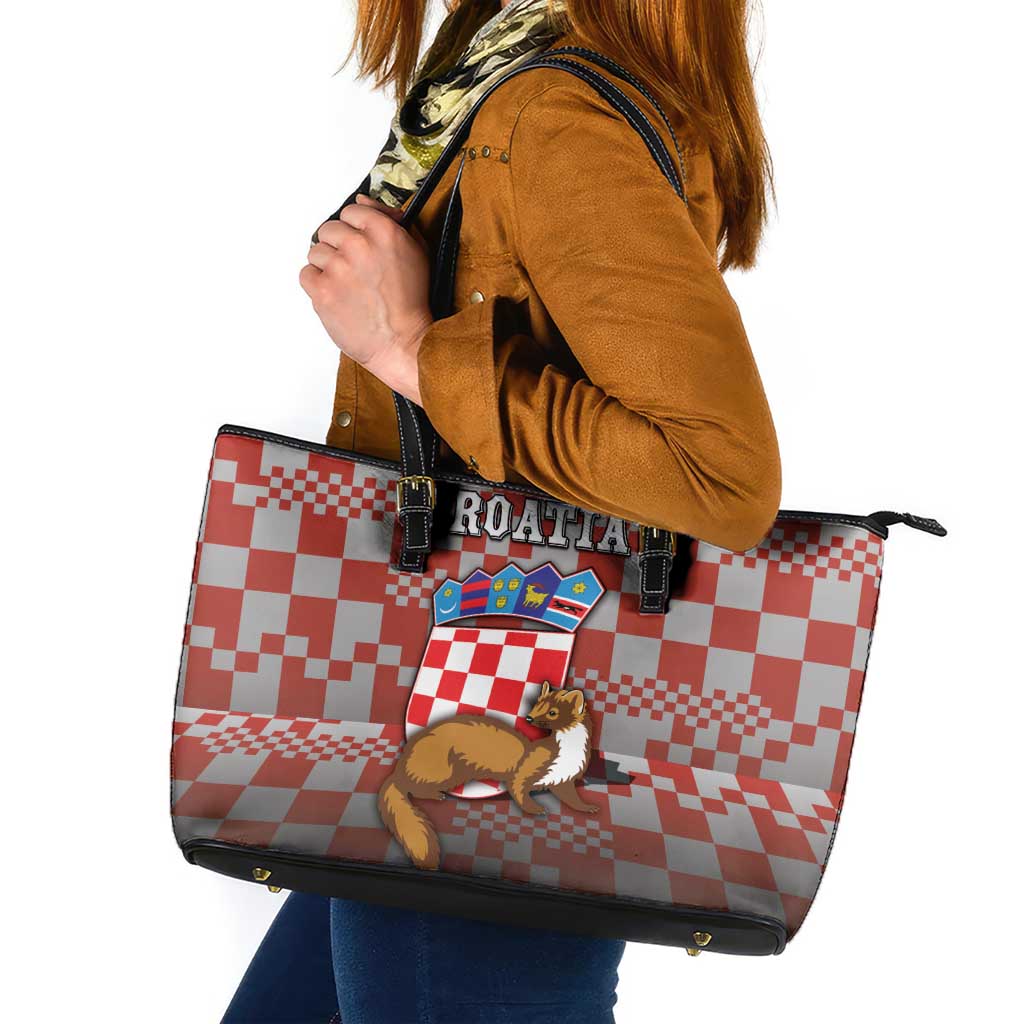 Croatia Leather Tote Bag Kuna Zlatica With Symbol - Wonder Print Shop