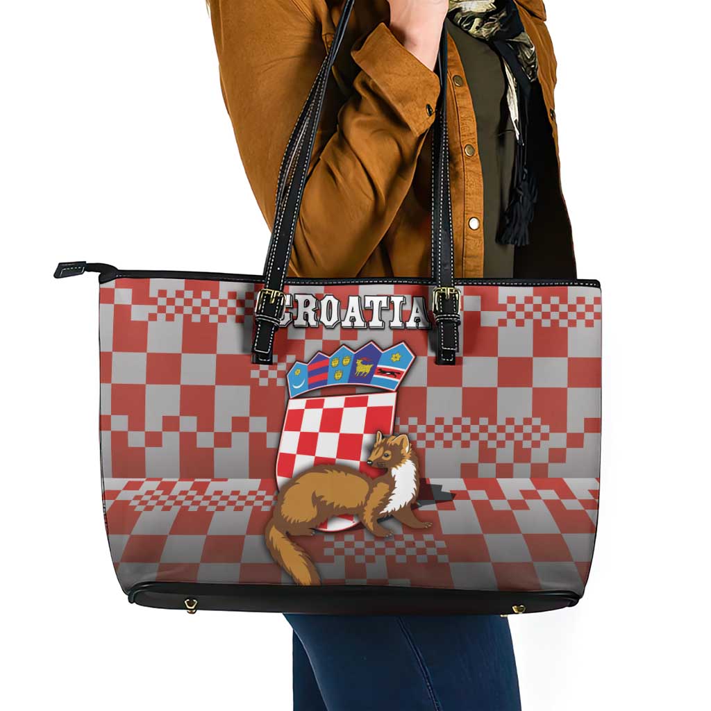 Croatia Leather Tote Bag Kuna Zlatica With Symbol - Wonder Print Shop