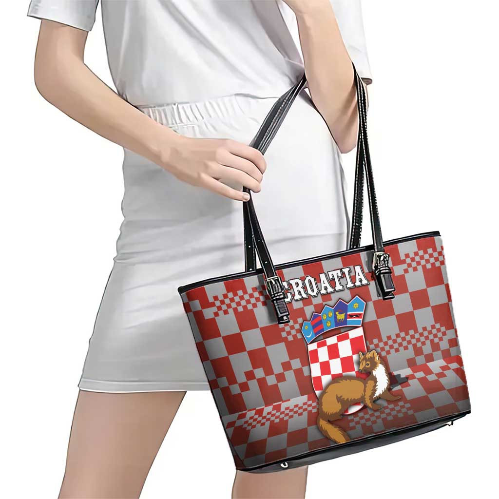 Croatia Leather Tote Bag Kuna Zlatica With Symbol - Wonder Print Shop