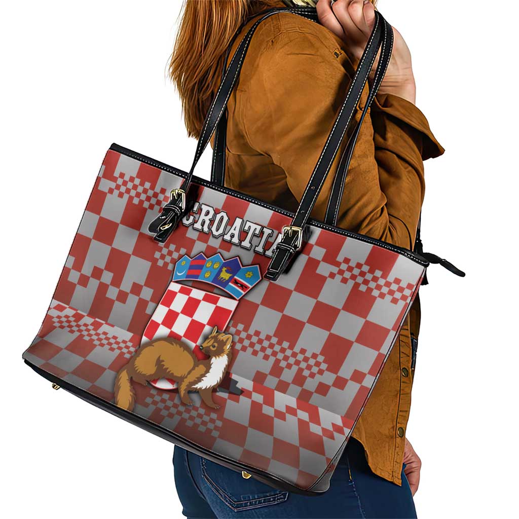 Croatia Leather Tote Bag Kuna Zlatica With Symbol - Wonder Print Shop