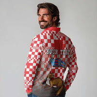 Personalized Croatia Long Sleeve Polo Shirt Kuna Zlatica With Symbol - Wonder Print Shop