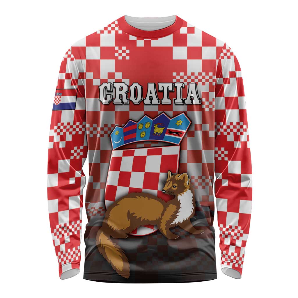 Personalized Croatia Long Sleeve Shirt Kuna Zlatica With Symbol - Wonder Print Shop
