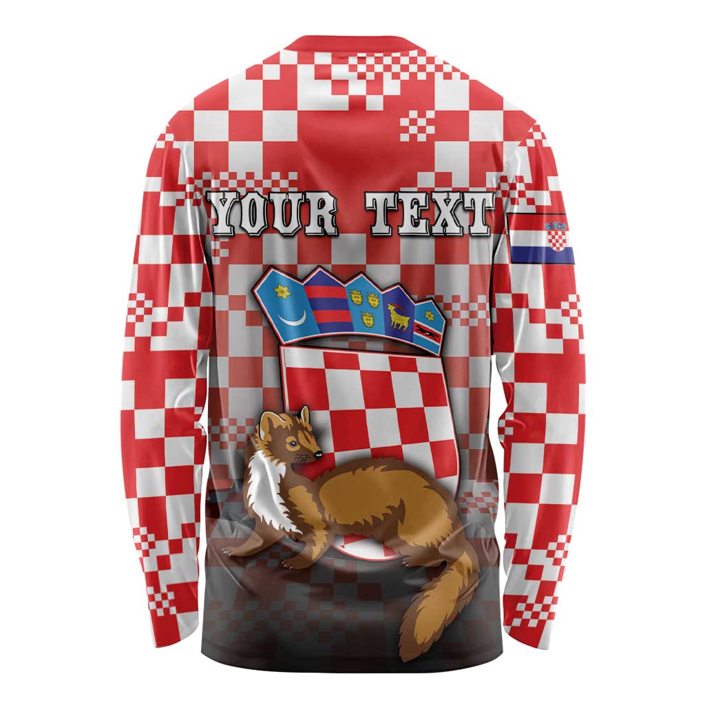 Personalized Croatia Long Sleeve Shirt Kuna Zlatica With Symbol - Wonder Print Shop