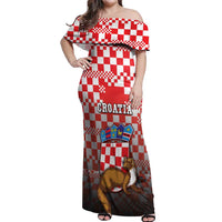 Personalized Croatia Off Shoulder Maxi Dress Kuna Zlatica With Symbol - Wonder Print Shop