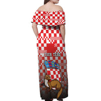 Personalized Croatia Off Shoulder Maxi Dress Kuna Zlatica With Symbol - Wonder Print Shop