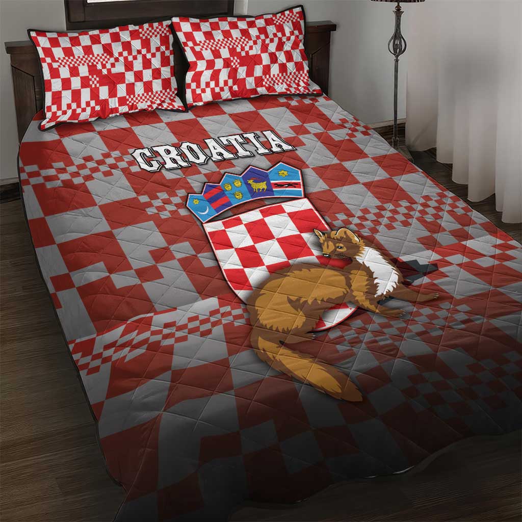 Croatia Quilt Bed Set Kuna Zlatica With Symbol - Wonder Print Shop