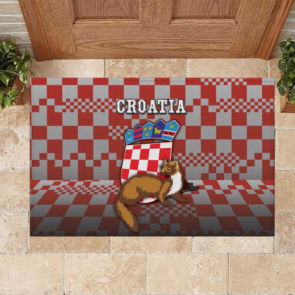 Croatia Rubber Doormat Kuna Zlatica With Symbol - Wonder Print Shop