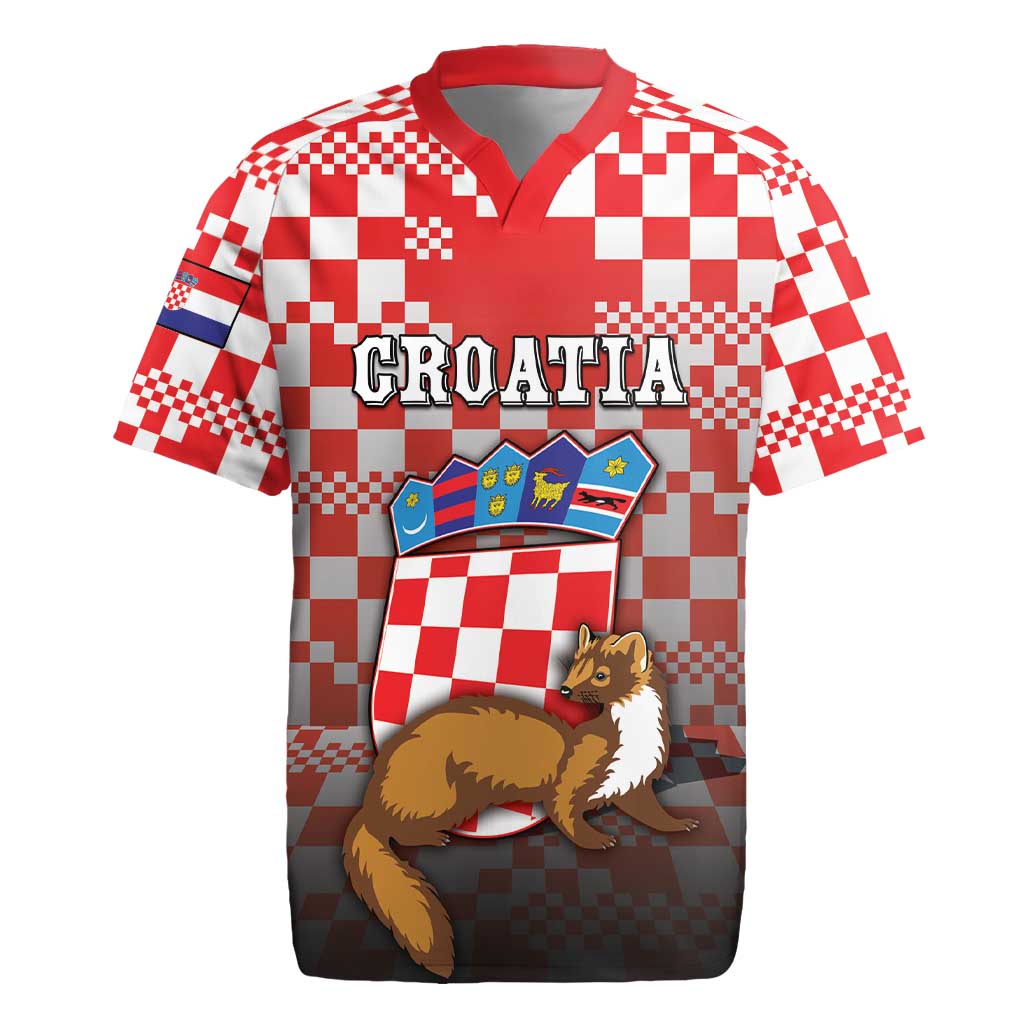 Personalized Croatia Rugby Jersey Kuna Zlatica With Symbol - Wonder Print Shop