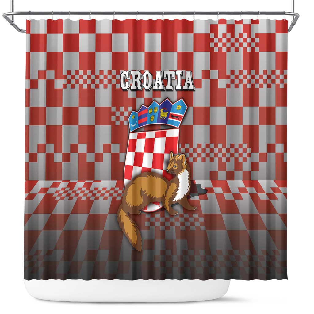 Croatia Shower Curtain Kuna Zlatica With Symbol - Wonder Print Shop