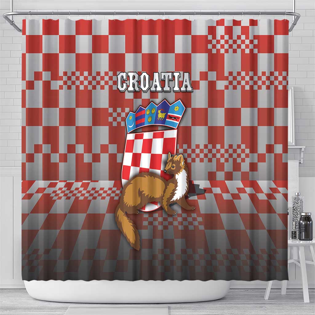 Croatia Shower Curtain Kuna Zlatica With Symbol - Wonder Print Shop