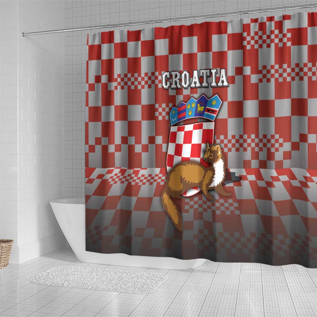Croatia Shower Curtain Kuna Zlatica With Symbol - Wonder Print Shop