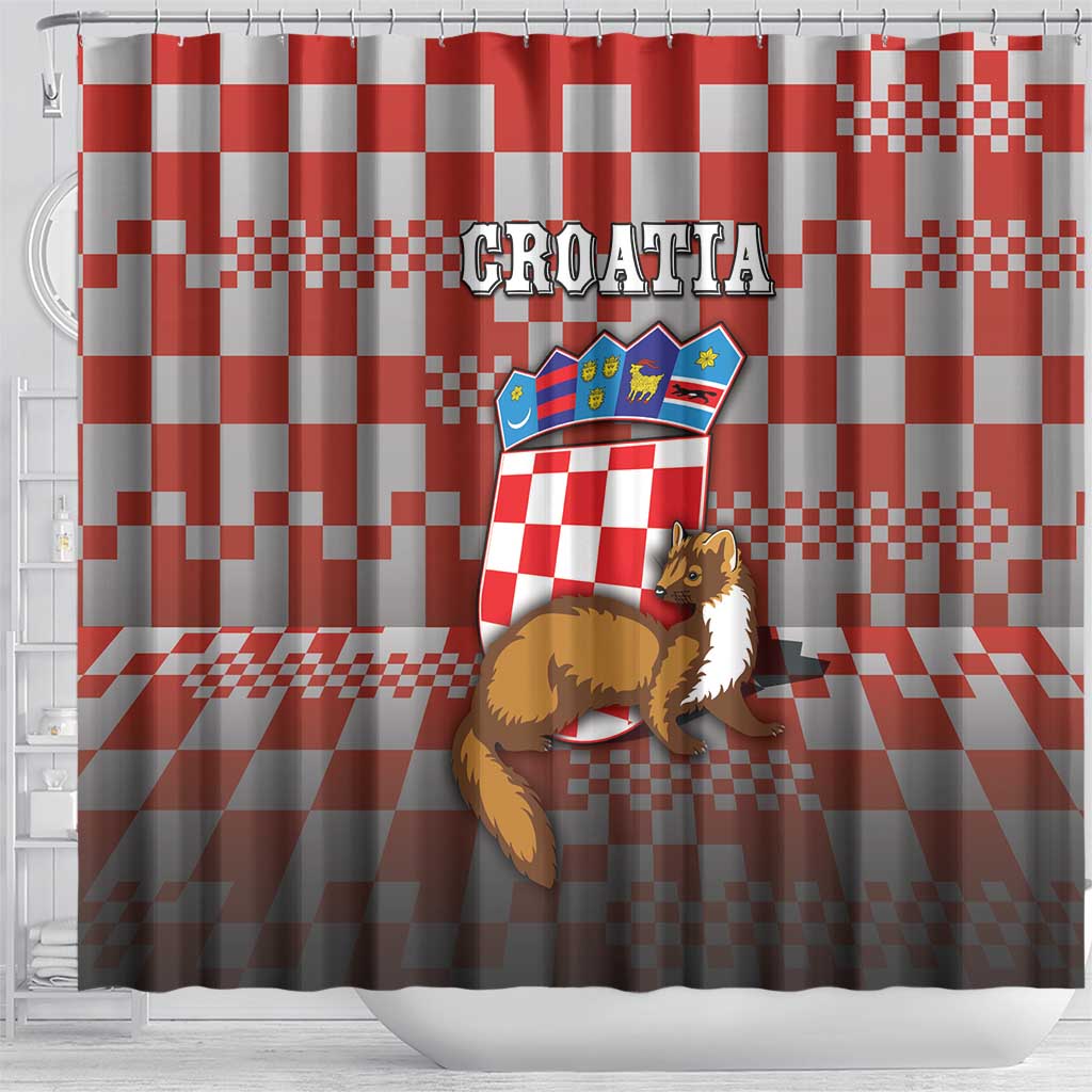 Croatia Shower Curtain Kuna Zlatica With Symbol - Wonder Print Shop