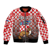 Personalized Croatia Sleeve Zip Bomber Jacket Kuna Zlatica With Symbol - Wonder Print Shop