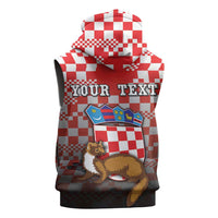 Personalized Croatia Sleeveless Hoodie Kuna Zlatica With Symbol - Wonder Print Shop
