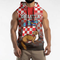 Personalized Croatia Sleeveless Hoodie Kuna Zlatica With Symbol - Wonder Print Shop